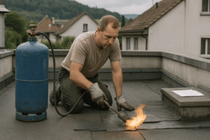 Gasflaschen bei Dacharbeiten: Brandgefahr richtig minimieren