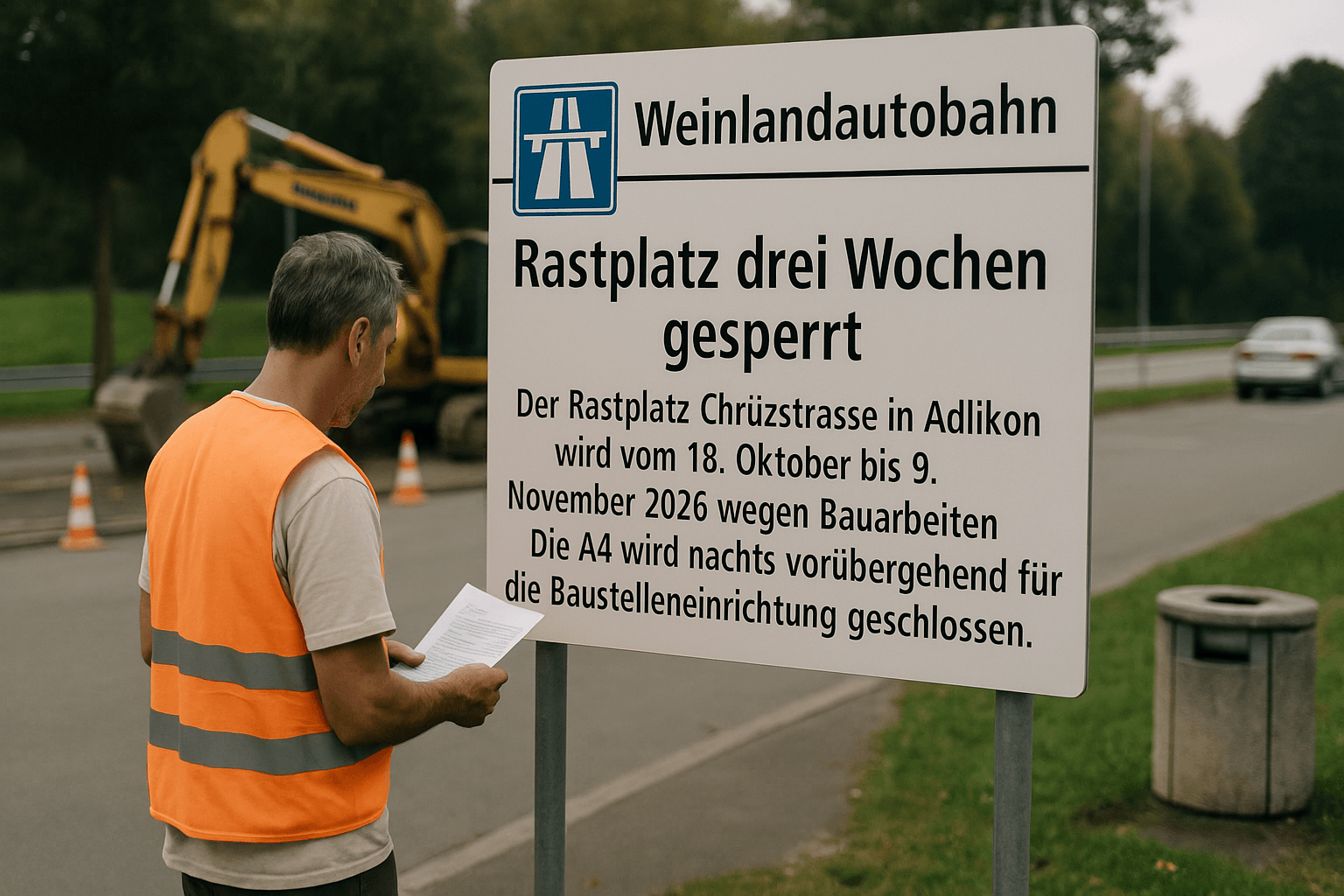 A4 Weinlandautobahn: Rastplatz drei Wochen gesperrt
